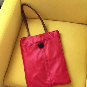 New handmade red butter soft leather bag